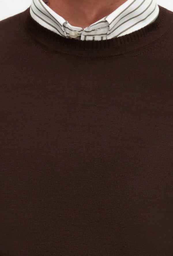 Ds Damat Regular Fit Brown Plain Knitted Wool Knitwear Sweater