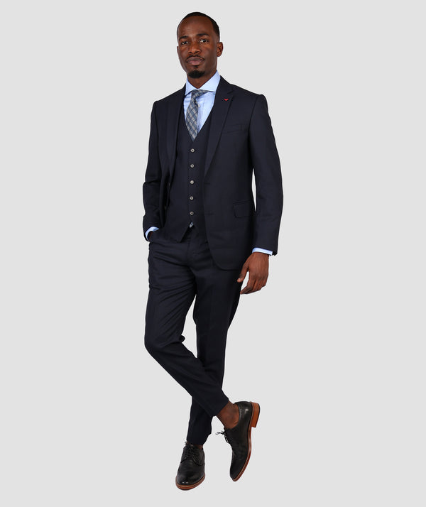 DS Damat Slim Fit Blue Suit With Vest-D'S DAMAT ONLINE