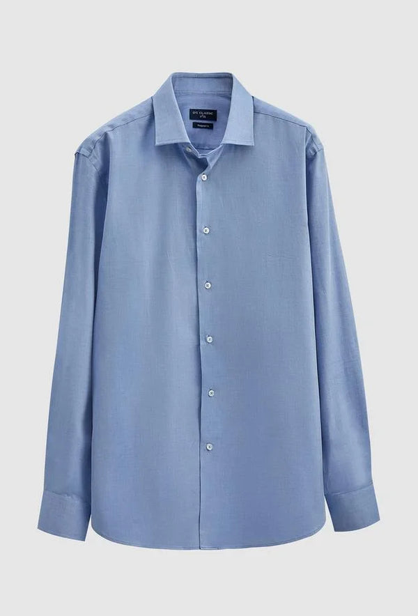 Ds Damat Regular Fit Blue Dobby Shirt-D'S DAMAT ONLINE