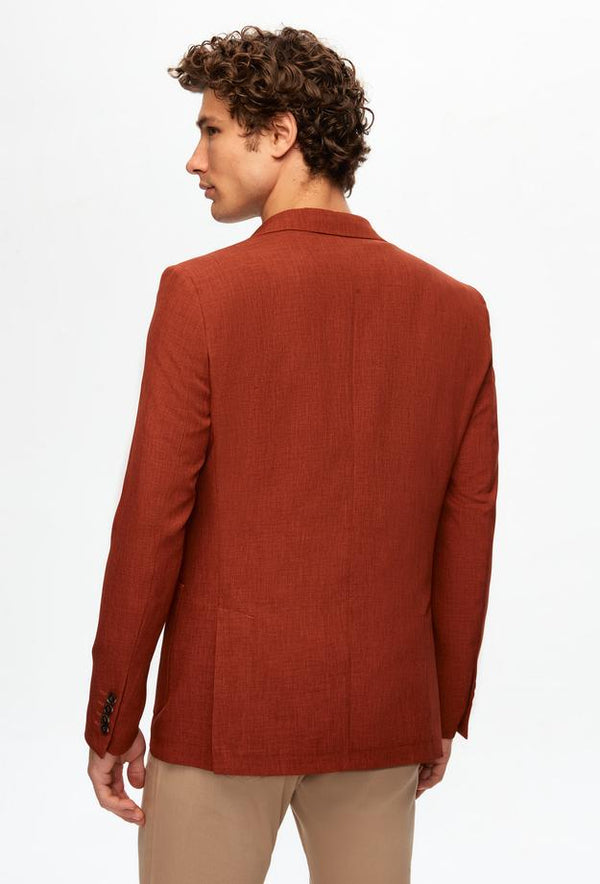 Twn Slim Fit Brown Dobby Fabric Jacket-D'S DAMAT ONLINE