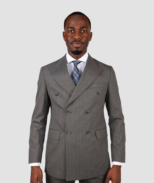 DS Damat Regular Fit  Double Breast Grey Suit-D'S DAMAT ONLINE