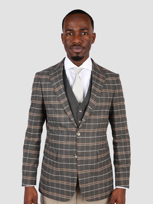 DS Damat Grey Slim Fit Combination Suit-D'S DAMAT ONLINE