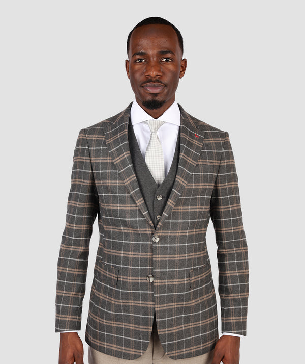 DS Damat Grey Slim Fit Combination Suit-D'S DAMAT ONLINE