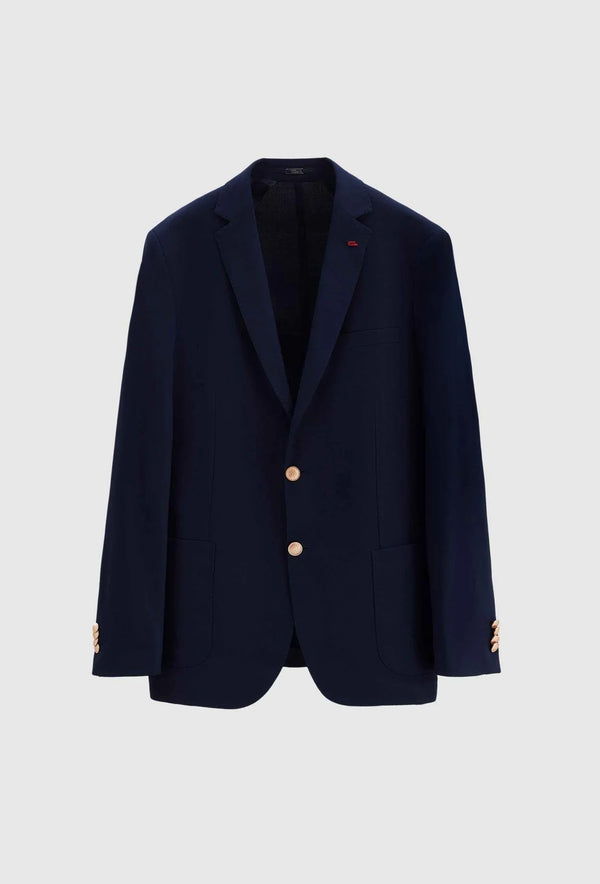 Twn Slim Fit Navy Blue Dobby Fabric Jacket-D'S DAMAT ONLINE