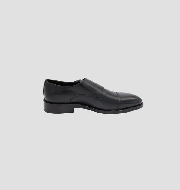 D'S Damat Black Double Monk Formal Shoes