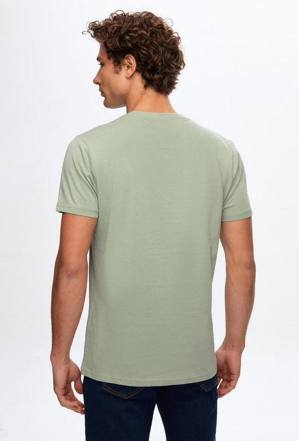 Ds Damat Regular Fit  Light Green Plain Knitted T-shirt-D'S DAMAT ONLINE