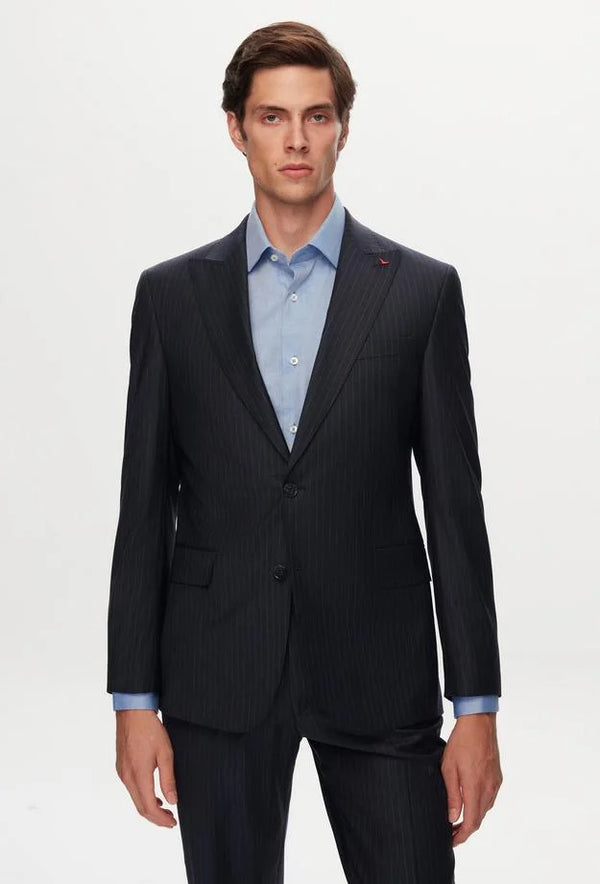 Ds Damat Slim Fit Navy Blue Stripe Patterned Suit-D'S DAMAT ONLINE