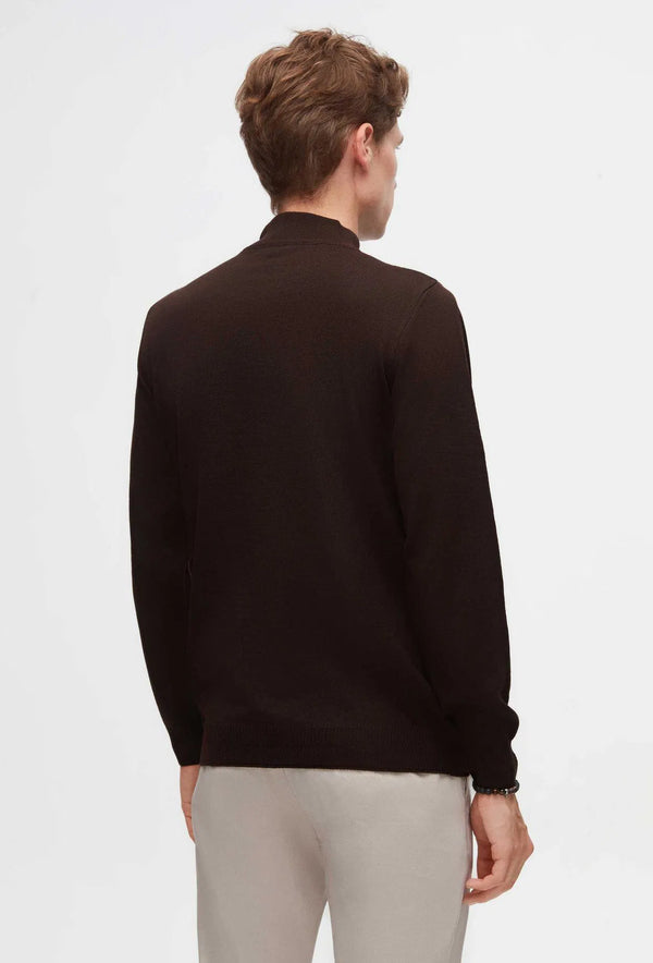 Ds Damat Regular Fit Brown Plain Knit Half Turtleneck Wool Knitwear Sweater