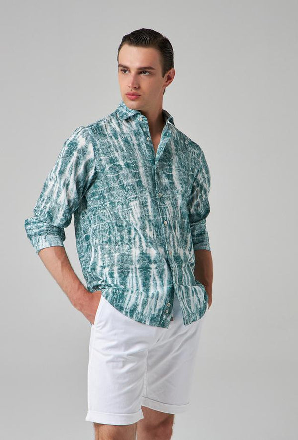 Ds Damat  Green Printed Shirt-D'S DAMAT ONLINE