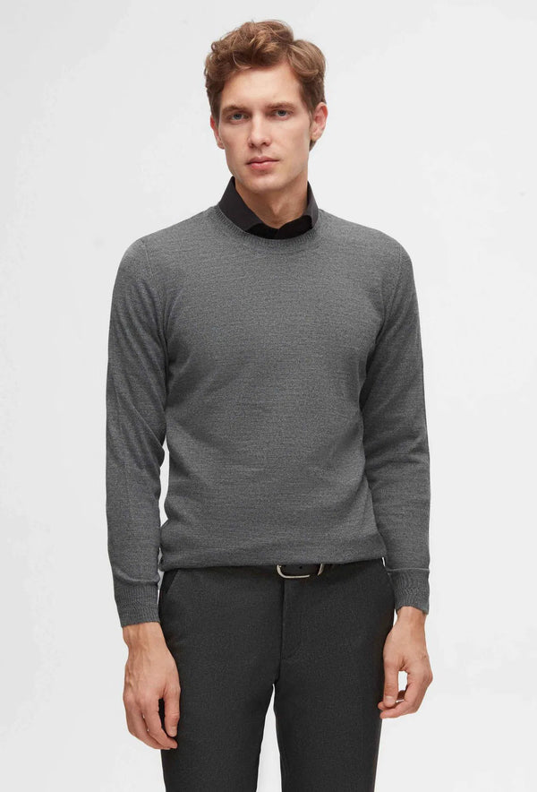 Ds Damat Regular Fit Grey Plain Knitted Wool Knitwear Sweater