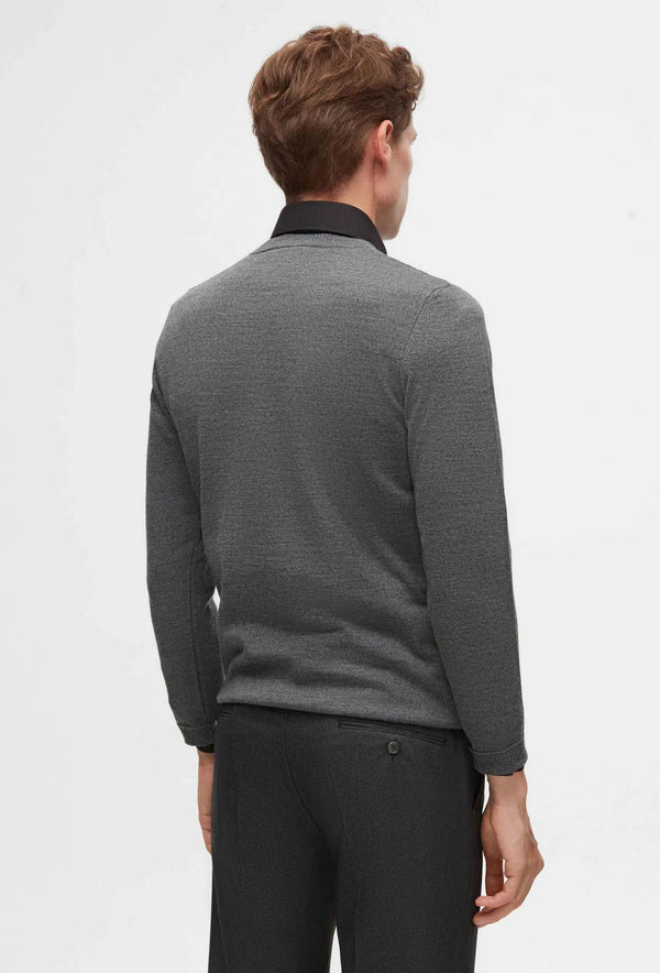 Ds Damat Regular Fit Grey Plain Knitted Wool Knitwear Sweater