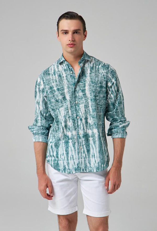 Ds Damat  Green Printed Shirt-D'S DAMAT ONLINE