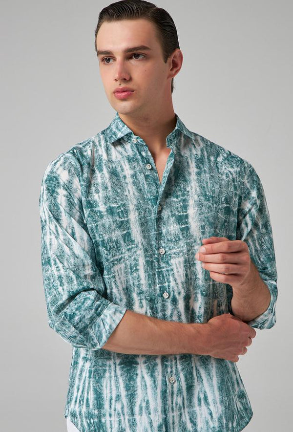 Ds Damat  Green Printed Shirt-D'S DAMAT ONLINE