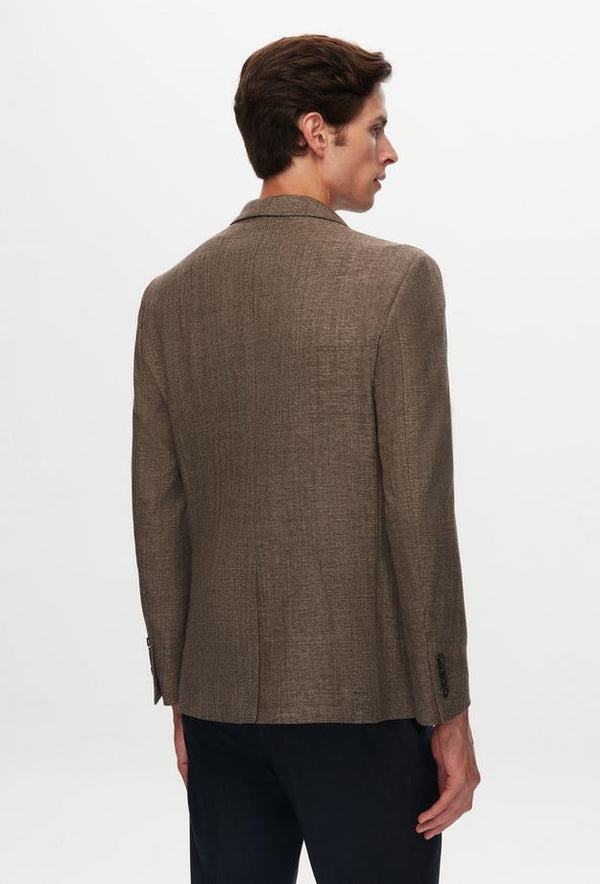 Twn Slim Fit Brown Dobby Suit Combination-D'S DAMAT ONLINE