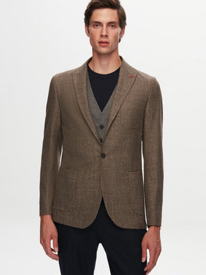 Twn Slim Fit Brown Dobby Suit Combination-D'S DAMAT ONLINE