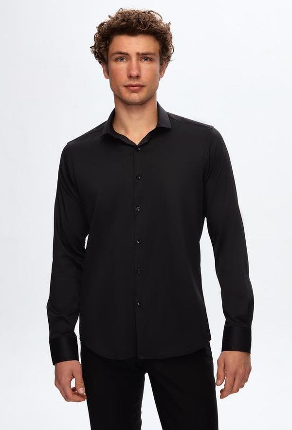 Twn Slim Fit Plain Travel Shirt-D'S DAMAT ONLINE