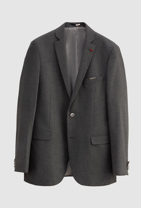 Twn Slim Fit Gray Dobby Suit with Vest-D'S DAMAT ONLINE