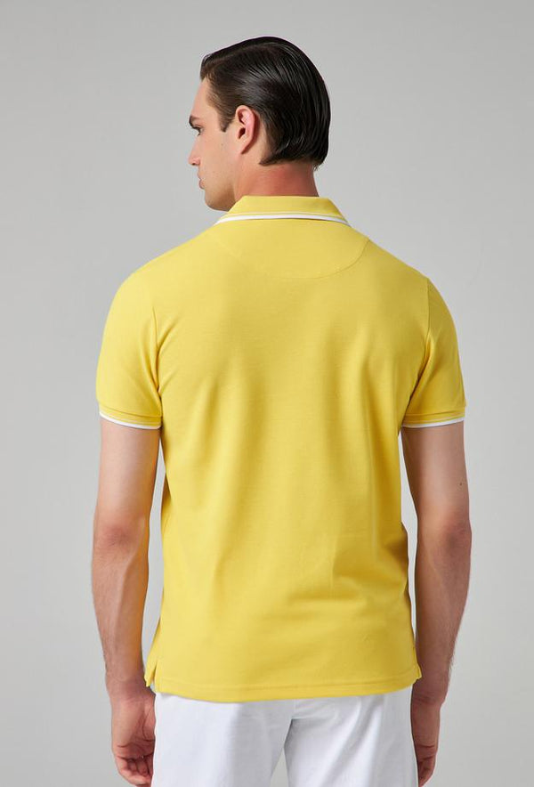 Twn Slim Fit Yellow Plain Knit 100% Cotton Polo T-Shirt-D'S DAMAT ONLINE