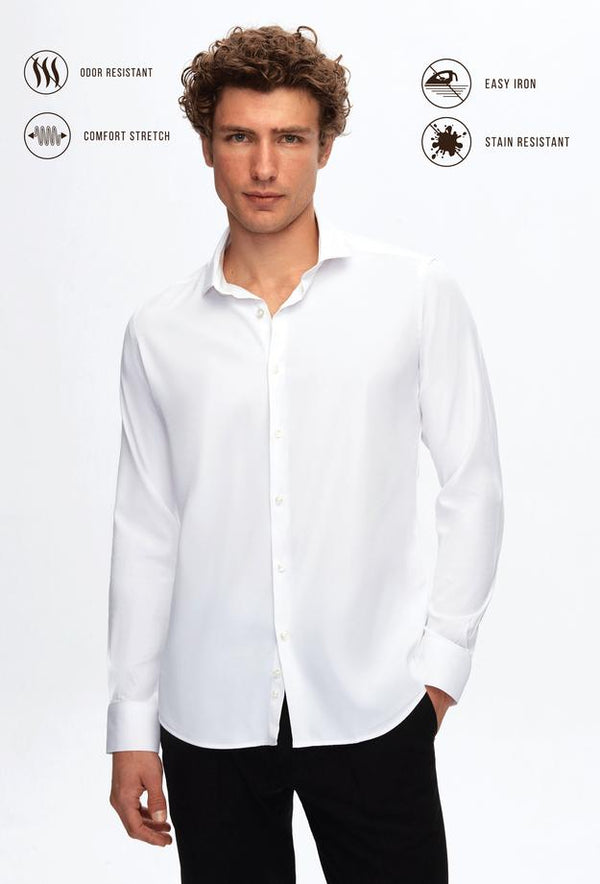 Twn Slim Fit Plain Travel Shirt-D'S DAMAT ONLINE