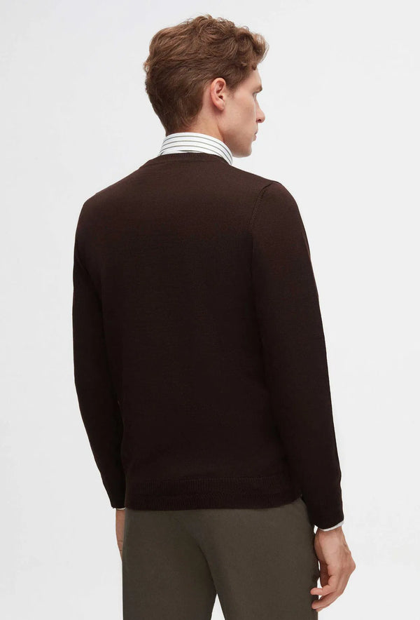 Ds Damat Regular Fit Brown Plain Knitted Wool Knitwear Sweater