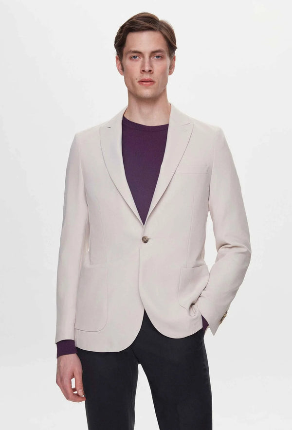 Twn Slim Fit Beige Dobby Fabric Jacket-D'S DAMAT ONLINE