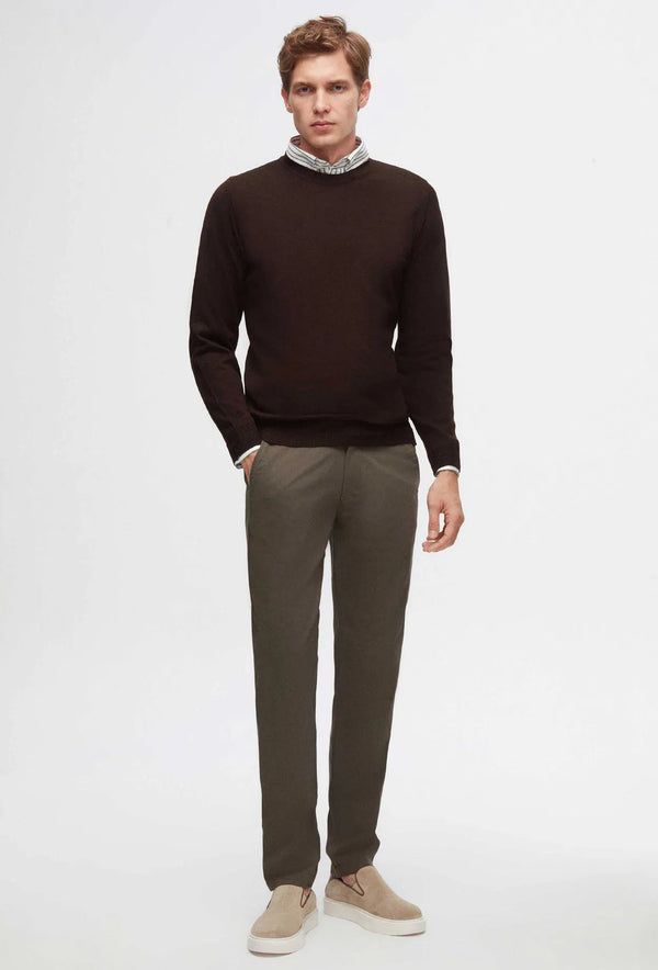 Ds Damat Regular Fit Brown Plain Knitted Wool Knitwear Sweater