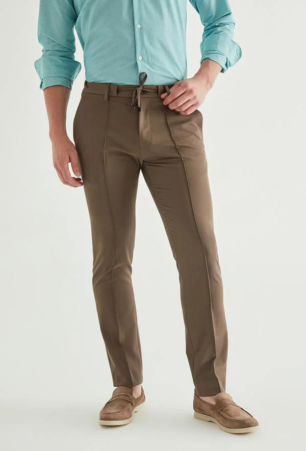 Twn Slim Fit Brown Straight Recycle Jogger Pants-D'S DAMAT ONLINE