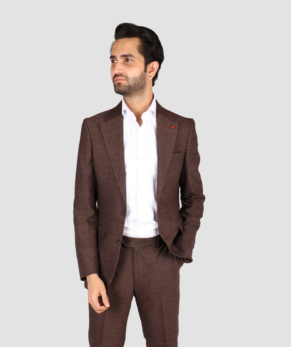 DS Damat Brown Slim Fit Suit-D'S DAMAT ONLINE