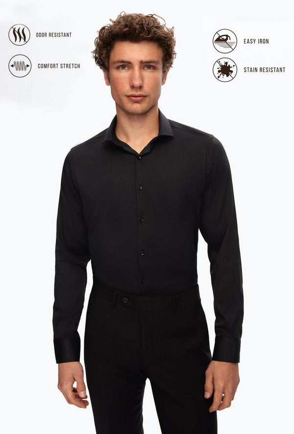 Twn Slim Fit Plain Travel Shirt-D'S DAMAT ONLINE