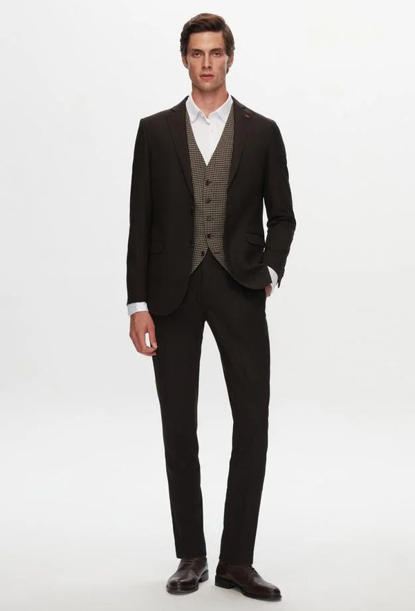 Twn Slim Fit Light Brown Dobby Suit Combination-D'S DAMAT ONLINE