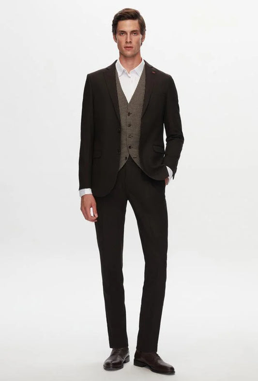 Twn Slim Fit Light Brown Dobby Suit Combination-D'S DAMAT ONLINE