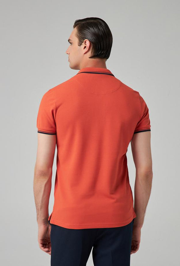 Twn Slim Fit Orange Plain Knit 100% Cotton Polo T-Shirt-D'S DAMAT ONLINE