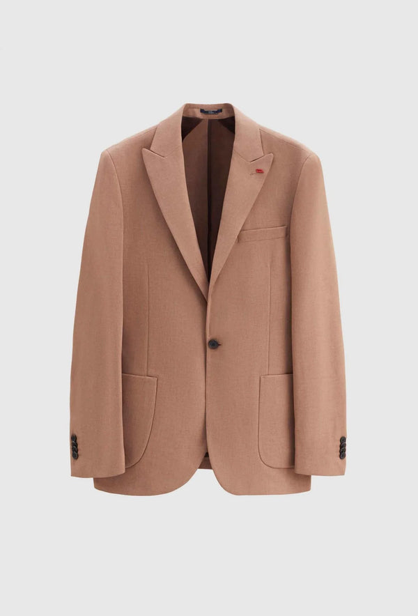 Twn Slim Fit Brown Dobby Fabric Jacket