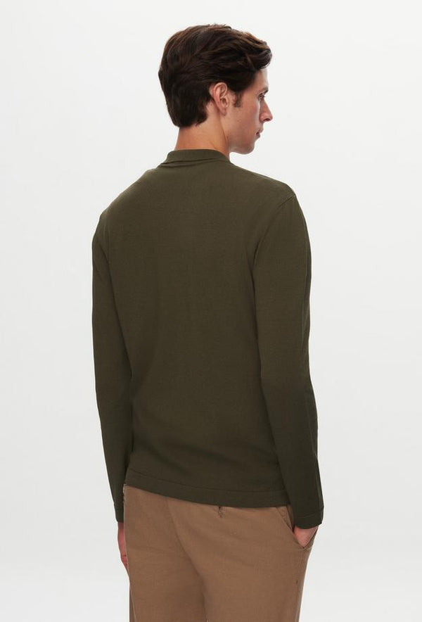 Twn Slim Fit Khaki Plain Knit Cotton Blend Knitwear Sweater-D'S DAMAT ONLINE