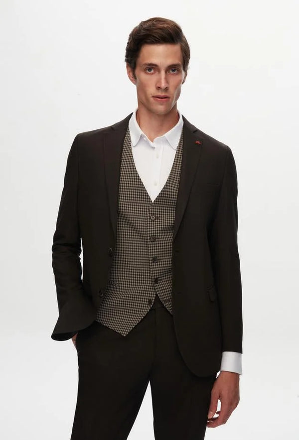 Twn Slim Fit Light Brown Dobby Suit Combination-D'S DAMAT ONLINE