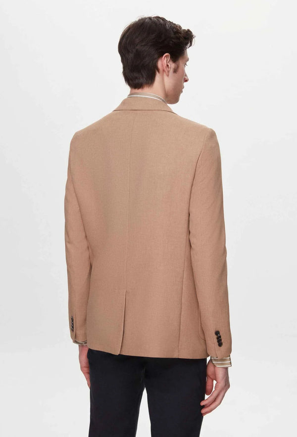 Twn Slim Fit Brown Dobby Fabric Jacket