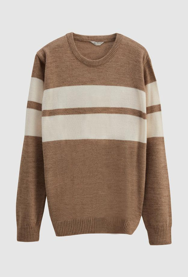 Ds Damat Regular Fit Brown Ringel Knitted Knitwear Sweater-D'S DAMAT ONLINE