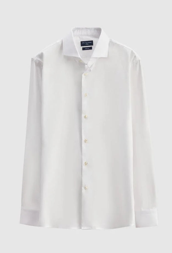 Ds Damat Slim Fit White Dobby Shirt-D'S DAMAT ONLINE