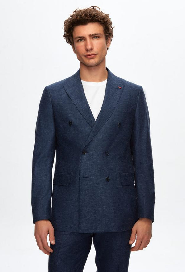 Ds Damat Slim Fit Navy Blue Dobby Suit-D'S DAMAT ONLINE