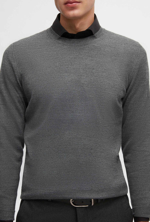 Ds Damat Regular Fit Grey Plain Knitted Wool Knitwear Sweater