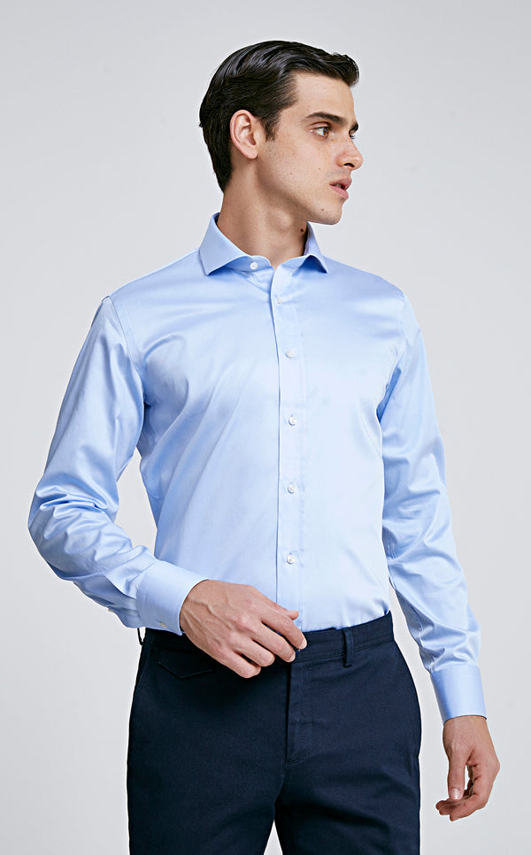 Ds Damat Slim Fit Shirt Light Blue Nanocare-D'S DAMAT ONLINE