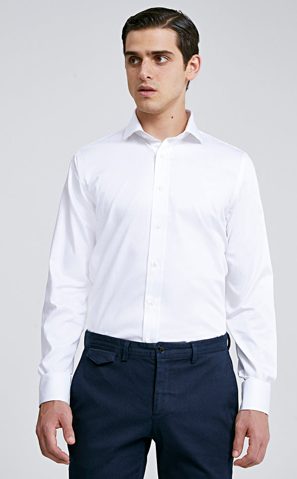 Ds Damat Slim Fit Shirt White Nanocare-D'S DAMAT ONLINE