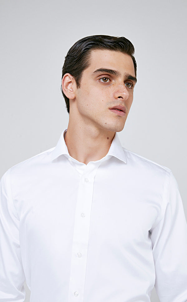 Ds Damat Slim Fit Shirt White Nanocare-D'S DAMAT ONLINE