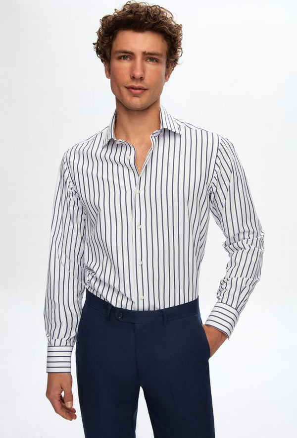 Ds Damat Regular Fit White Striped Shirt-D'S DAMAT ONLINE