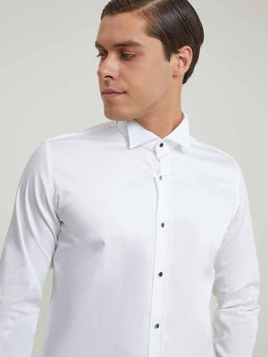 Ds Damat Ceremony Shirt Slim Fit White With Black Button-D'S DAMAT ONLINE