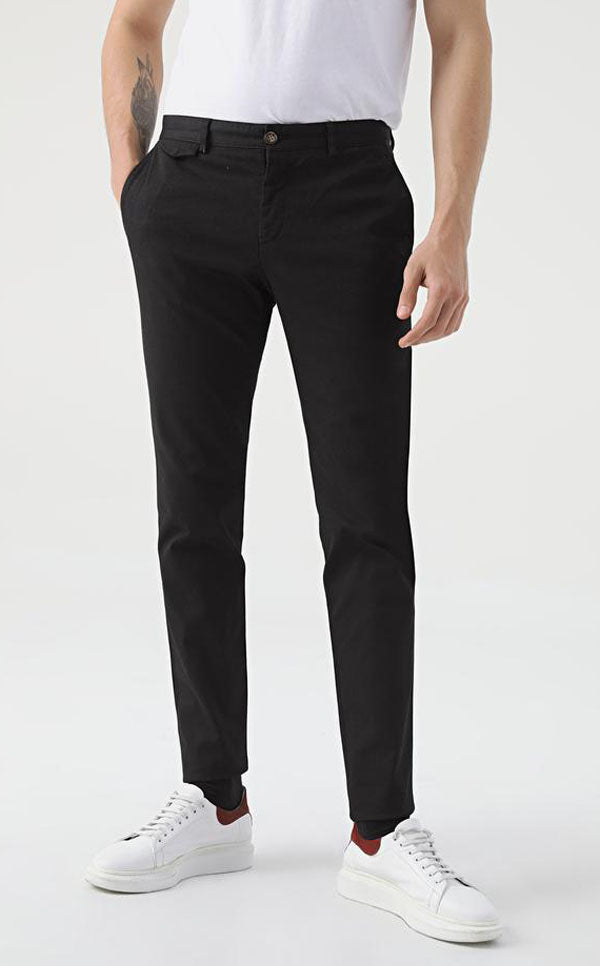 TWN Slim Fit Black Dobby Chino Pants-D'S DAMAT ONLINE