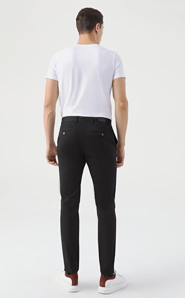 TWN Slim Fit Black Dobby Chino Pants-D'S DAMAT ONLINE