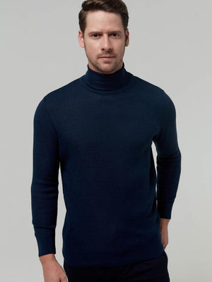 Ds Damat Regular Fit Knitted Sweater Indigo-D'S DAMAT ONLINE