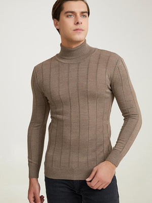Ds Damat Slim Fit Biege Knitted Sweater-D'S DAMAT ONLINE