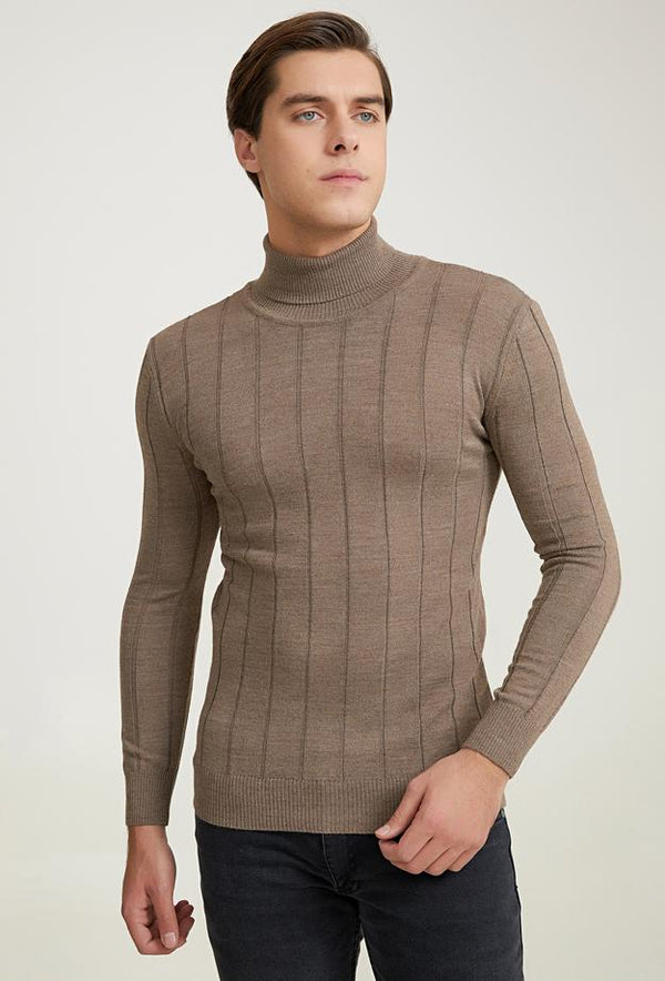 Ds Damat Slim Fit Biege Knitted Sweater-D'S DAMAT ONLINE
